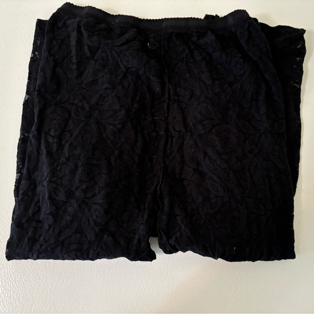 Sheer Floral Tights Black XL Stretched